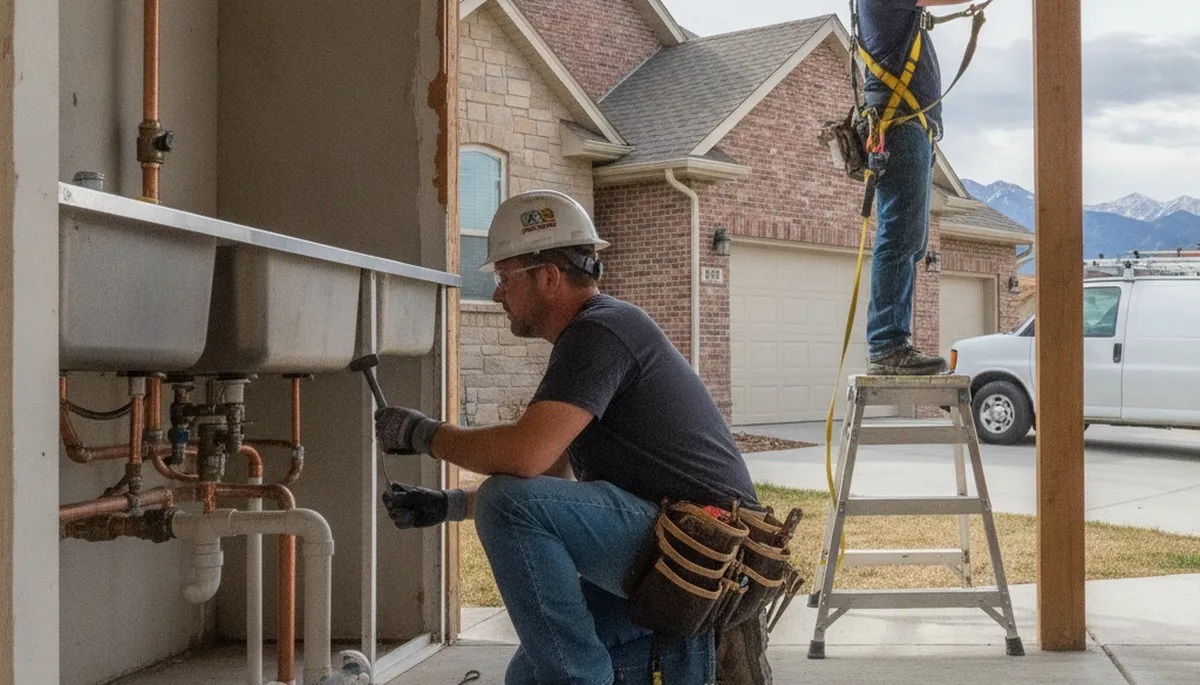 Plumber repairing a pipe in Fort Collins, CO for a plumbing repair service