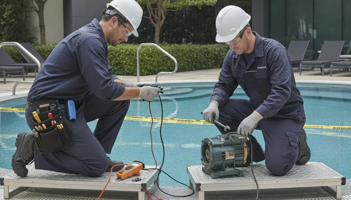 Fort Collins, CO spa repair technician inspecting a hot tub for plumbing issues